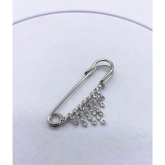 Women Brooch Pins Sweater Shawl Clips Faux Crystal and Pearl Brooches, Safety Pi - Picture 4 of 5